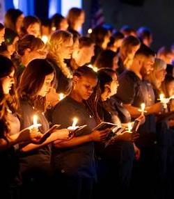 ADN Pinning Ceremony holding candles